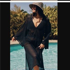 Anthropologie Elegant Black Swim Cover-Up